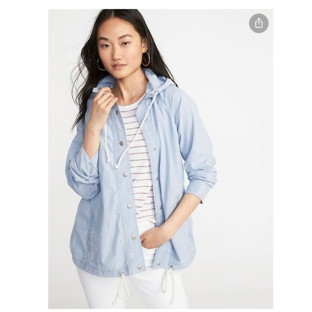 Chambray Hooded Shacket Jacket - image 1